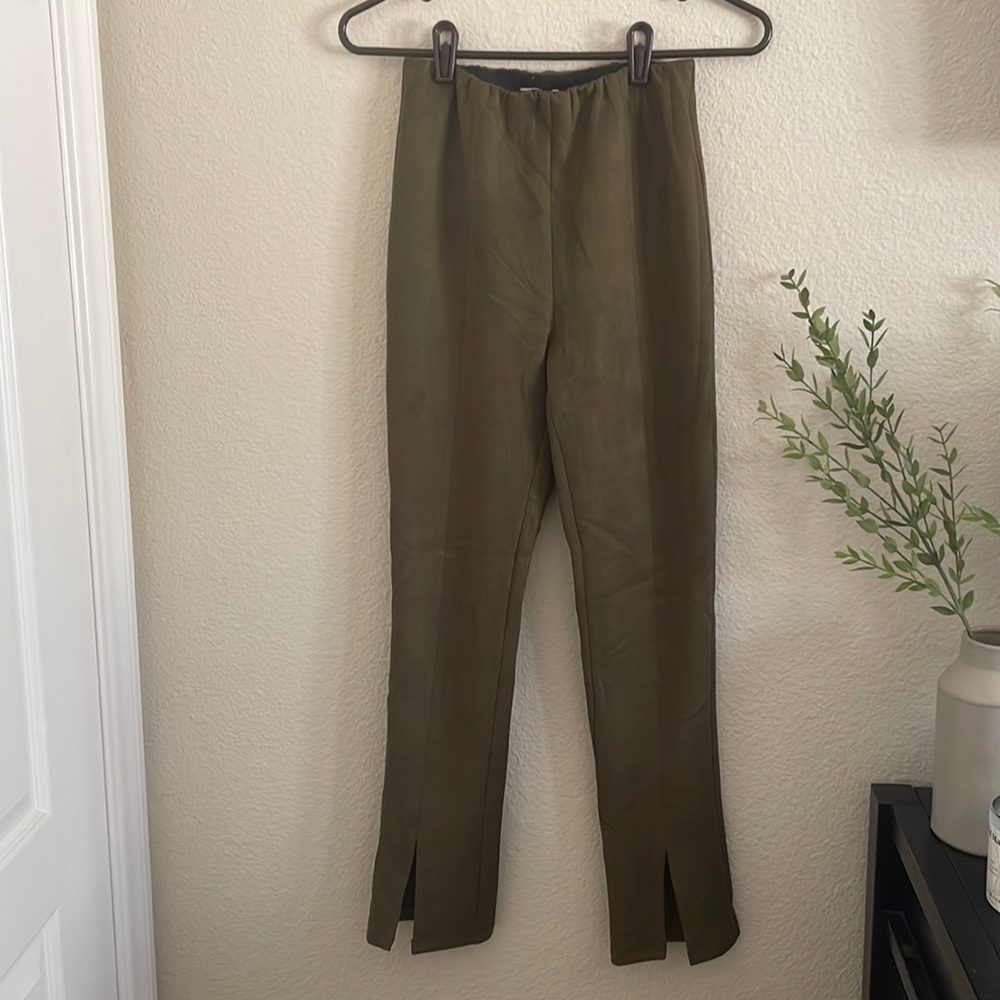 Anthropologie | Avec Les Filles Slit Front Suede Legging Pants